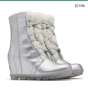 Sorel x Disney Joan of Arctic Wedge Frozen 2 Shearling Wedge Lace Up Boots Sz 7